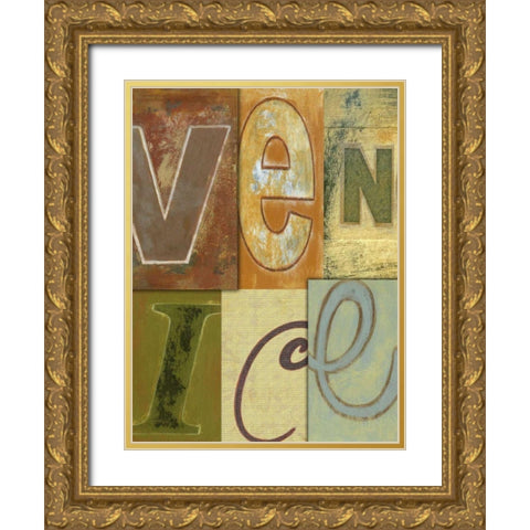 Venice Gold Ornate Wood Framed Art Print with Double Matting by Vision Studio