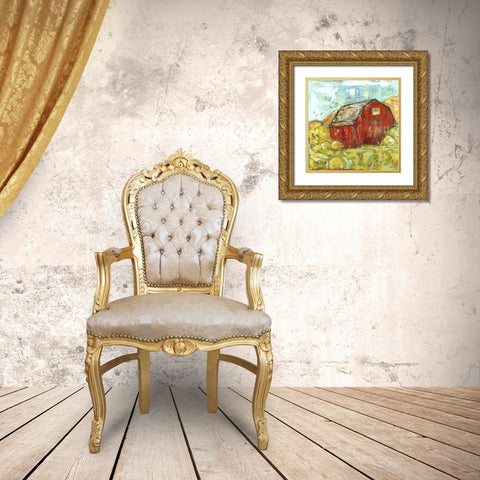 Little Red I Gold Ornate Wood Framed Art Print with Double Matting by Hebert, Deann