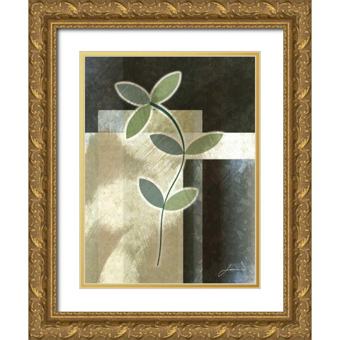 Brushed Metro Stems I Gold Ornate Wood Framed Art Print with Double Matting by Burghardt, James