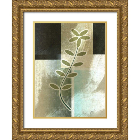 Brushed Metro Stems II Gold Ornate Wood Framed Art Print with Double Matting by Burghardt, James