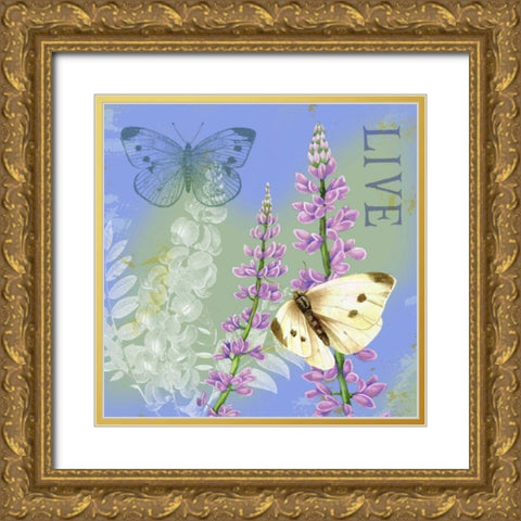 Butterflies Inspire I Gold Ornate Wood Framed Art Print with Double Matting by Maday, Jane