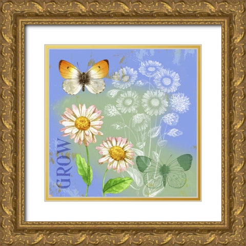 Butterflies Inspire III Gold Ornate Wood Framed Art Print with Double Matting by Maday, Jane