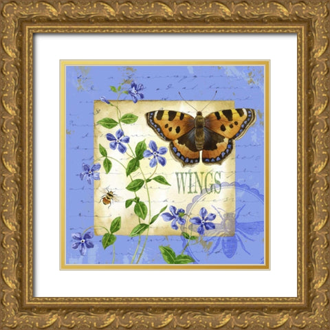 Butterfly Meadow II Gold Ornate Wood Framed Art Print with Double Matting by Maday, Jane