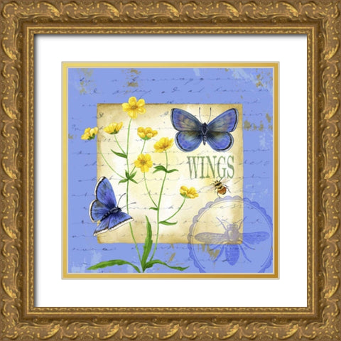 Butterfly Meadow IV Gold Ornate Wood Framed Art Print with Double Matting by Maday, Jane