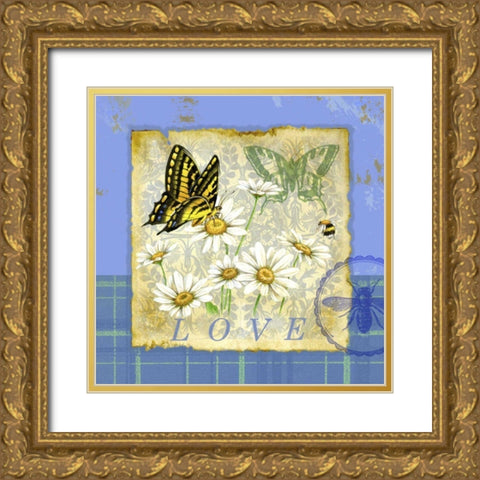 Papillon Plaid I Gold Ornate Wood Framed Art Print with Double Matting by Maday, Jane