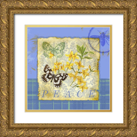 Papillon Plaid IV Gold Ornate Wood Framed Art Print with Double Matting by Maday, Jane