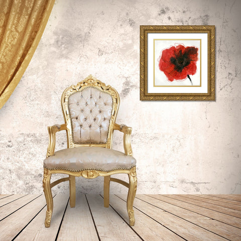 Red Drops I Gold Ornate Wood Framed Art Print with Double Matting by Open Journey