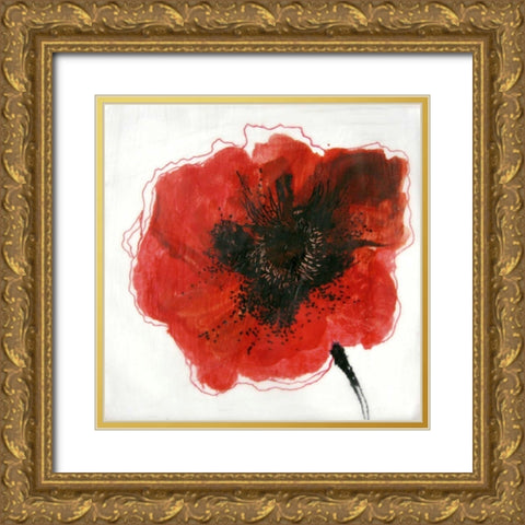 Red Drops I Gold Ornate Wood Framed Art Print with Double Matting by Open Journey