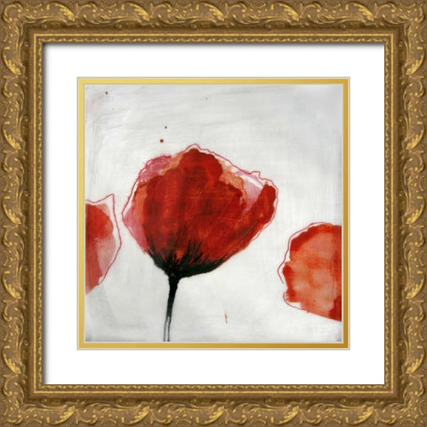 Red Drops III Gold Ornate Wood Framed Art Print with Double Matting by Open Journey