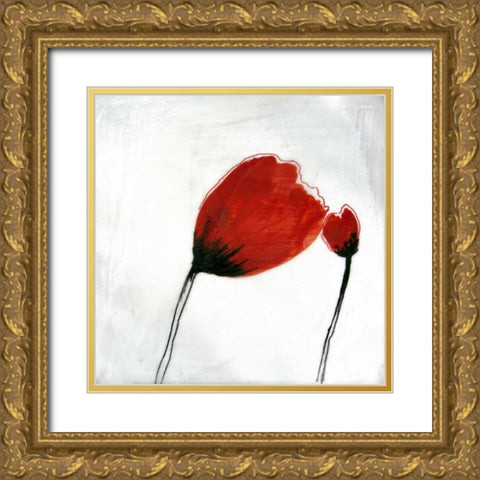 Red Drops IV Gold Ornate Wood Framed Art Print with Double Matting by Open Journey