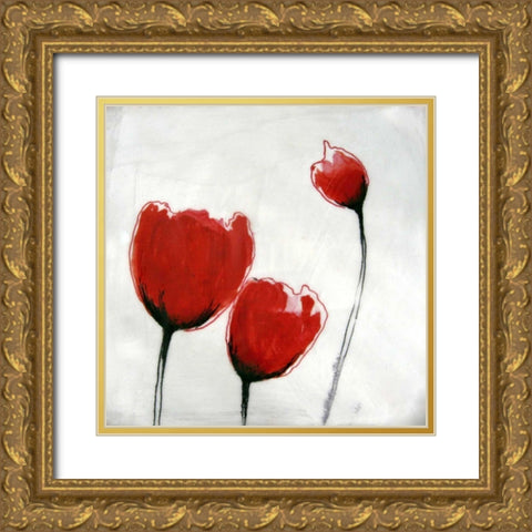 Red Drops VII Gold Ornate Wood Framed Art Print with Double Matting by Open Journey
