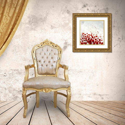 Red Drops VIII Gold Ornate Wood Framed Art Print with Double Matting by Open Journey