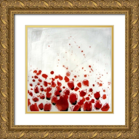 Red Drops VIII Gold Ornate Wood Framed Art Print with Double Matting by Open Journey