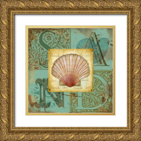 Sand and Surf I Gold Ornate Wood Framed Art Print with Double Matting by Maday, Jane