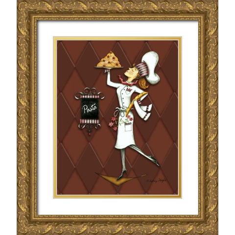 Miss Pasta Gold Ornate Wood Framed Art Print with Double Matting by Wright, Sydney