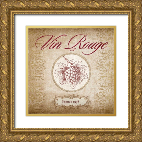 Wine Label I Gold Ornate Wood Framed Art Print with Double Matting by Beth Anne Creative