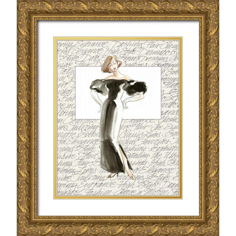 50s Fashion IV Gold Ornate Wood Framed Art Print with Double Matting by Della-Piana, Elissa