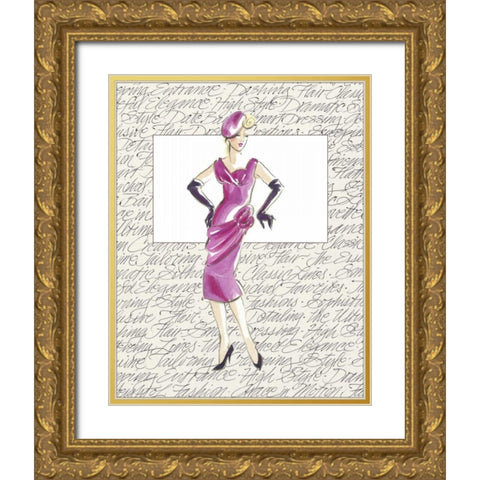 50s Fashion VI Gold Ornate Wood Framed Art Print with Double Matting by Della-Piana, Elissa