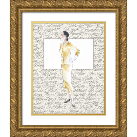 50s Fashion VII Gold Ornate Wood Framed Art Print with Double Matting by Della-Piana, Elissa