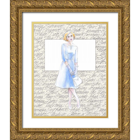 50s Fashion VIII Gold Ornate Wood Framed Art Print with Double Matting by Della-Piana, Elissa