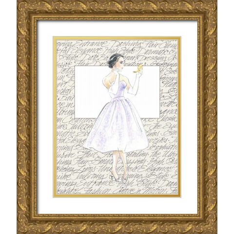 50s Fashion X Gold Ornate Wood Framed Art Print with Double Matting by Della-Piana, Elissa