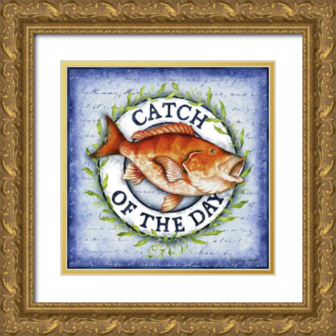 Seafood Sign II Gold Ornate Wood Framed Art Print with Double Matting by Wright, Sydney