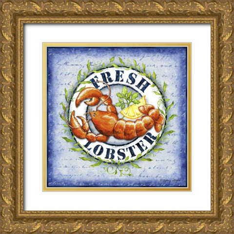 Seafood Sign IV Gold Ornate Wood Framed Art Print with Double Matting by Wright, Sydney