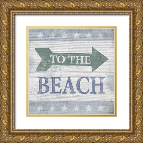Beach Sign VII Gold Ornate Wood Framed Art Print with Double Matting by Beth Anne Creative