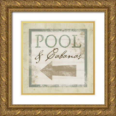 Beach Sign X Gold Ornate Wood Framed Art Print with Double Matting by Beth Anne Creative