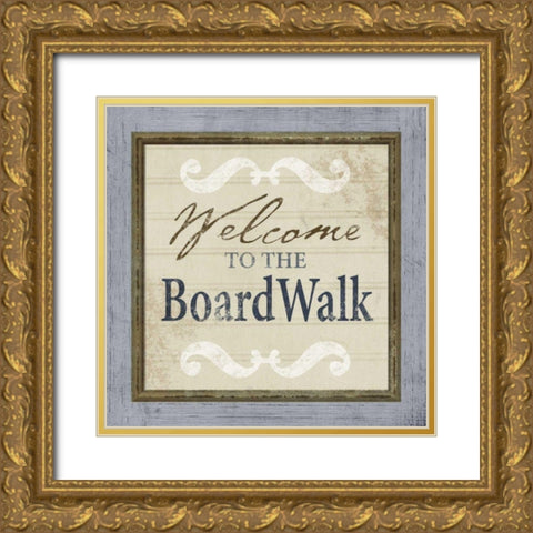 Beach Sign XI Gold Ornate Wood Framed Art Print with Double Matting by Beth Anne Creative