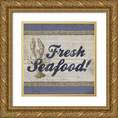 Beach Sign XII Gold Ornate Wood Framed Art Print with Double Matting by Beth Anne Creative
