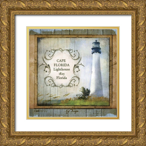 Florida Lighthouse III Gold Ornate Wood Framed Art Print with Double Matting by Beth Anne Creative
