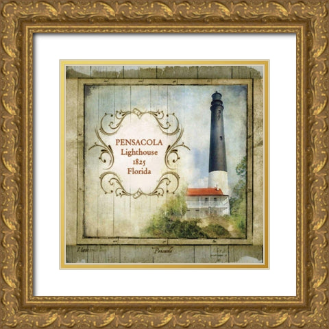 Florida Lighthouse VII Gold Ornate Wood Framed Art Print with Double Matting by Beth Anne Creative