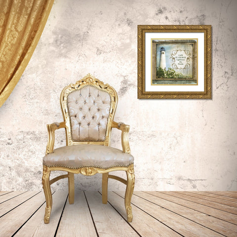 Florida Lighthouse X Gold Ornate Wood Framed Art Print with Double Matting by Beth Anne Creative