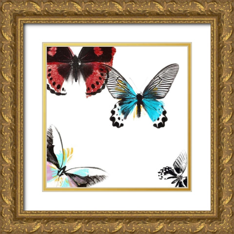 Butterflies Dance I Gold Ornate Wood Framed Art Print with Double Matting by Project, A.