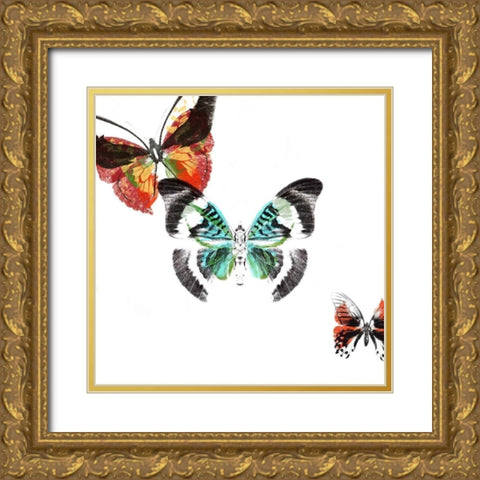 Butterflies Dance III Gold Ornate Wood Framed Art Print with Double Matting by Project, A.