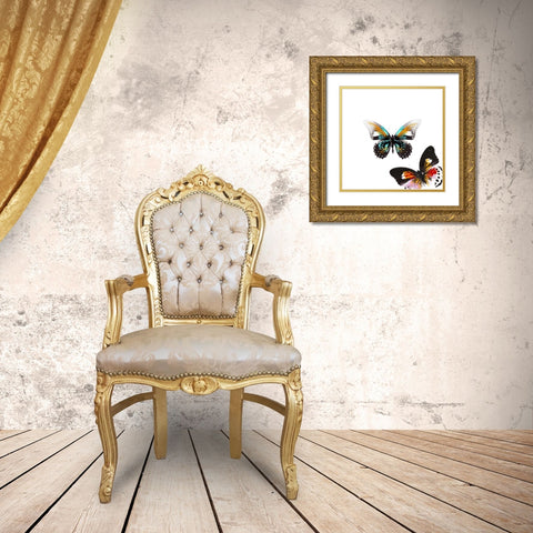 Butterflies Dance VI Gold Ornate Wood Framed Art Print with Double Matting by Project, A.