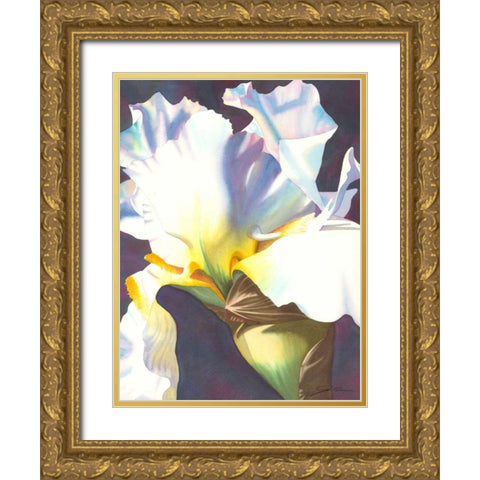 Blue Iris I Gold Ornate Wood Framed Art Print with Double Matting by Higby, Jason