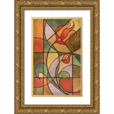 Craftsman Flower II Gold Ornate Wood Framed Art Print with Double Matting by Higby, Jason