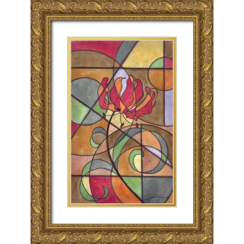 Craftsman Flower IV Gold Ornate Wood Framed Art Print with Double Matting by Higby, Jason