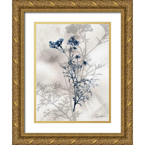 Indigo Bloom I Gold Ornate Wood Framed Art Print with Double Matting by Butler, John