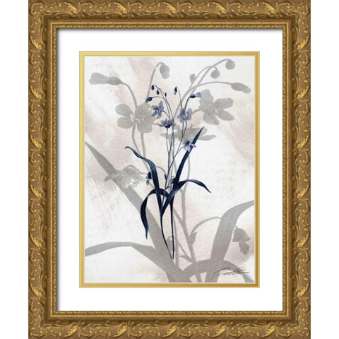 Indigo Bloom III Gold Ornate Wood Framed Art Print with Double Matting by Butler, John