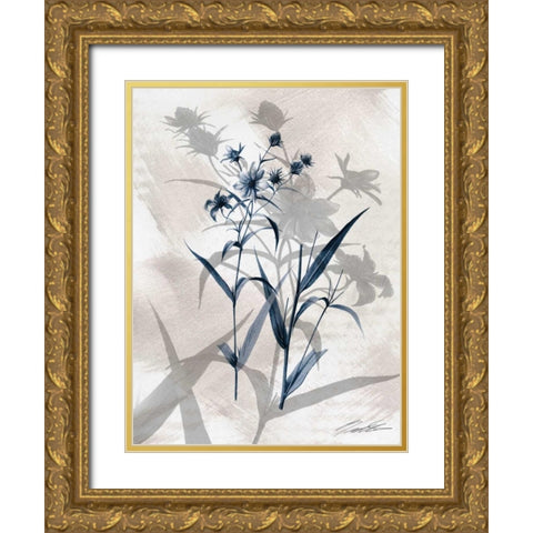 Indigo Bloom IV Gold Ornate Wood Framed Art Print with Double Matting by Butler, John