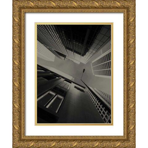 Skyrise View II Gold Ornate Wood Framed Art Print with Double Matting by Ling, Tang