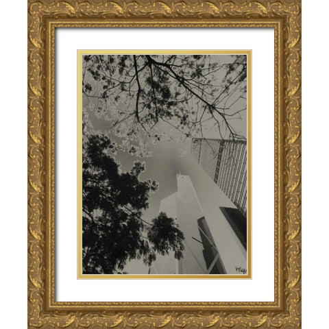 Skyrise View III Gold Ornate Wood Framed Art Print with Double Matting by Ling, Tang