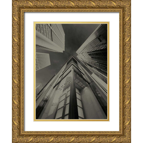 Skyrise View IV Gold Ornate Wood Framed Art Print with Double Matting by Ling, Tang