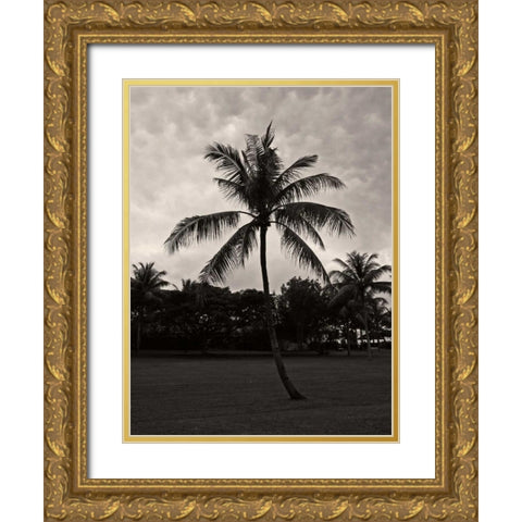 Palms at Night II Gold Ornate Wood Framed Art Print with Double Matting by Ling, Tang
