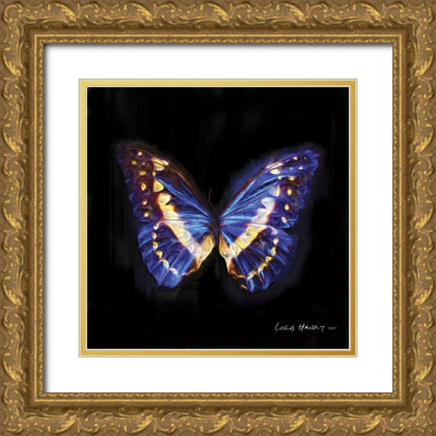 Techno Butterfly II Gold Ornate Wood Framed Art Print with Double Matting by Henry, Lola