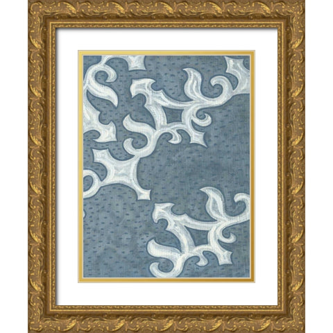 Blue Ornament II Gold Ornate Wood Framed Art Print with Double Matting by Deans, Karen