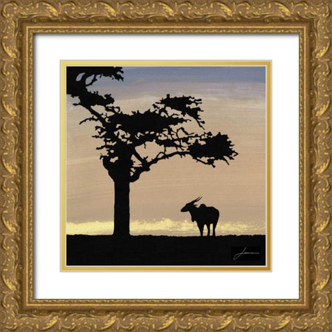 Savanna II Gold Ornate Wood Framed Art Print with Double Matting by Burghardt, James